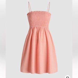 ***NWT*** Peach Shirred Plaid Cami Dress Cider